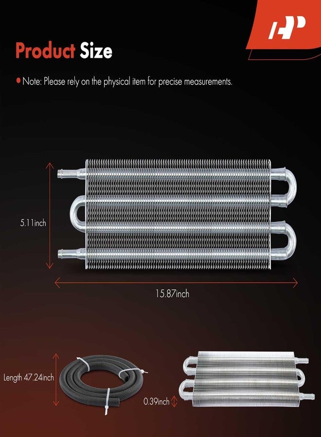 A-Premium Transmission Oil Cooler, Universal Aluminium 4 Pass Tube and Fin, Towing Up To 2,500 lbs, Oil Cooler Kit with Hose Mounting Kit - Image 2
